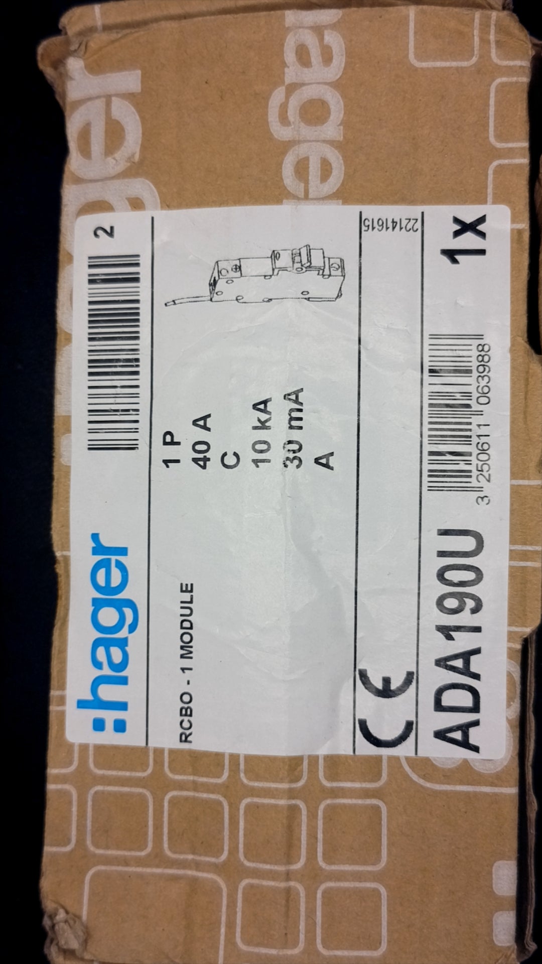 40A Hager ADA190U 40A NEW
