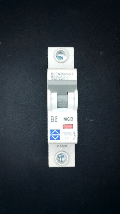 B6 Lewden 6A Circuit Breaker (1 Pole, 6000A Capacity)