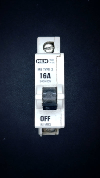 B16 MEM 161MB3 16A Single Pole MCB