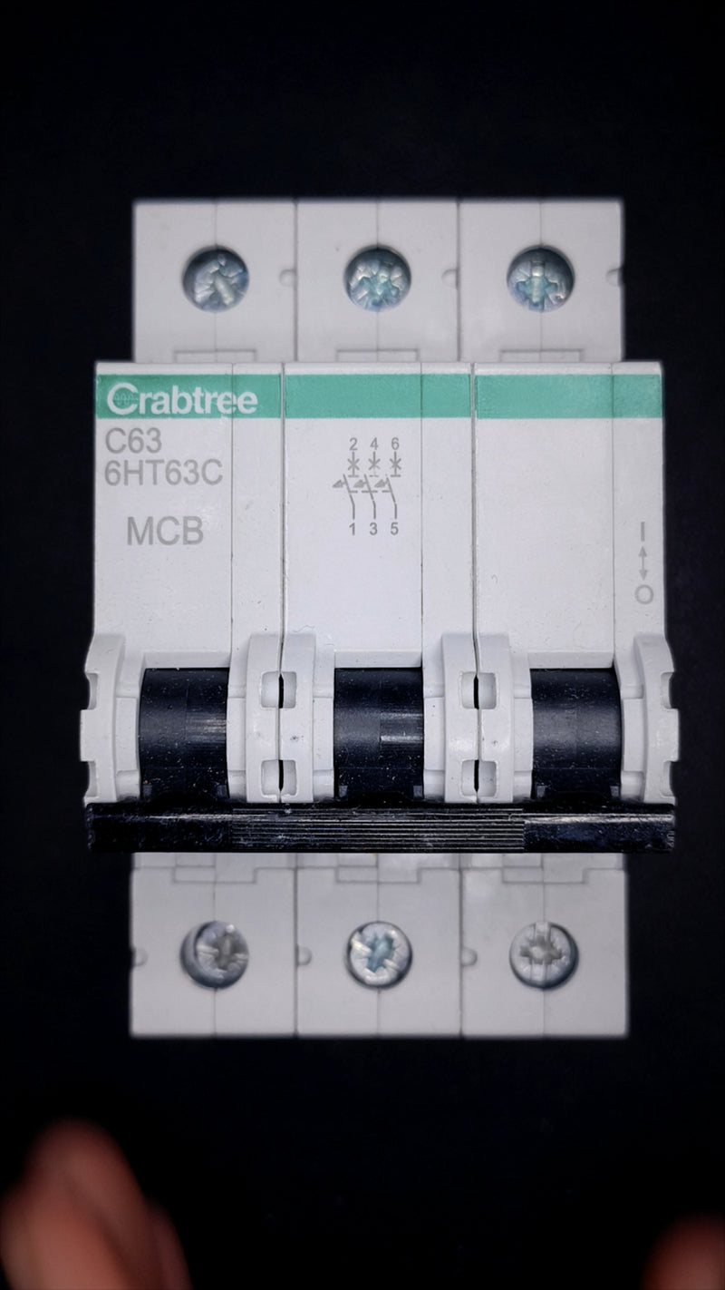 C63 Crabtree 6HT63C 63A MCB (3-Pole)