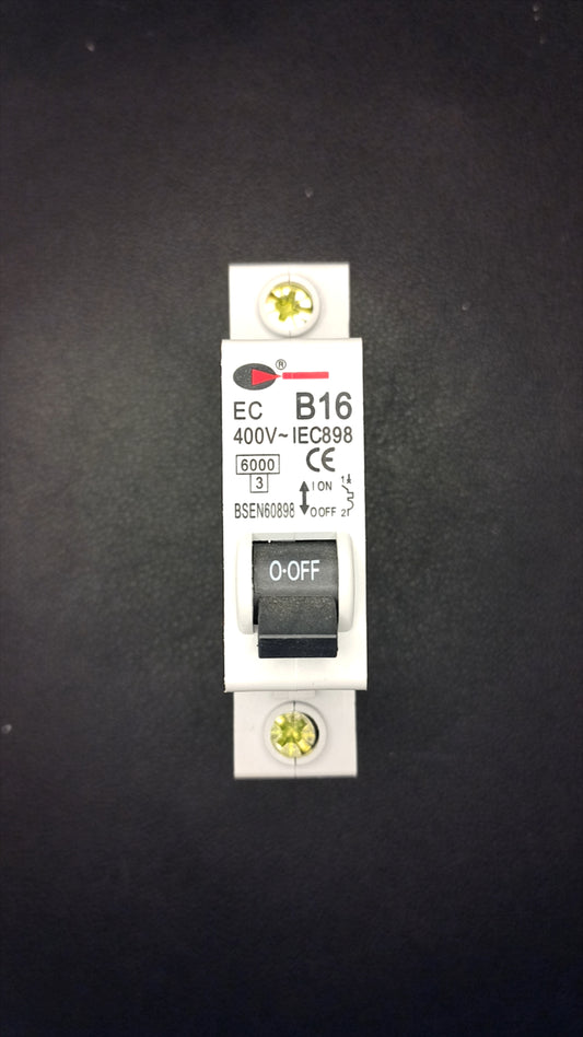 B16 Control Gear EC B16 16A MCB (1 Pole, 6000A)