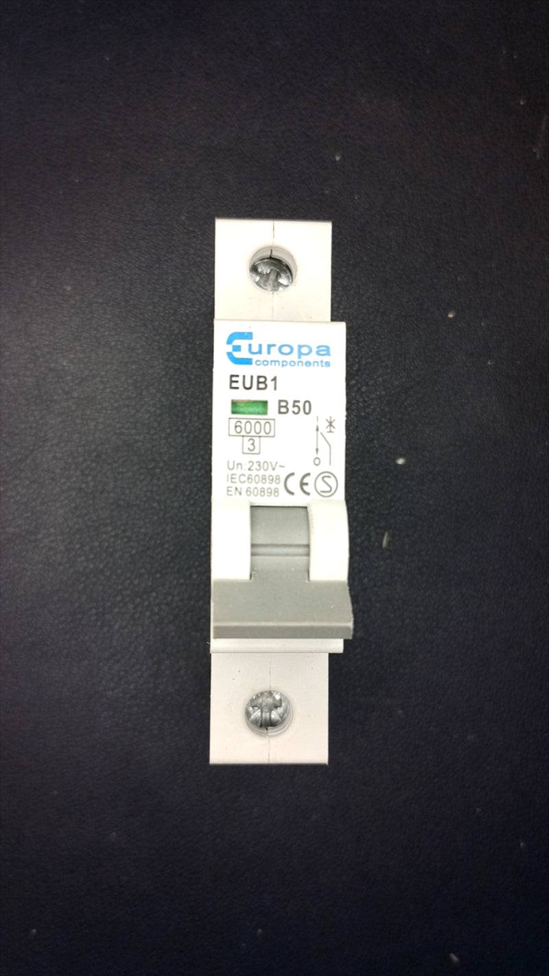 B50 Europa Components EUB1 50A (Single Pole MCB)