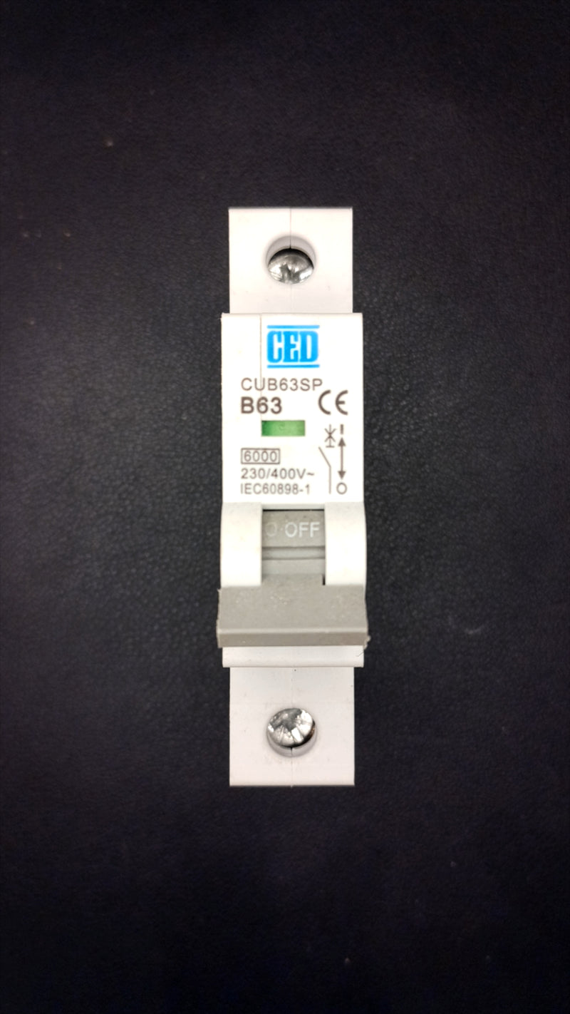 C63 CED CUB63SP 63 Amp Single Pole MCB