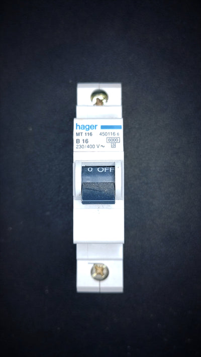 B16 Hager MT 116 B 16 (Single Pole, 16A, 6000A)