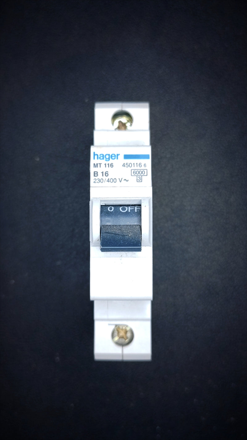 B16 Hager MT 116 B 16 (Single Pole, 16A, 6000A)