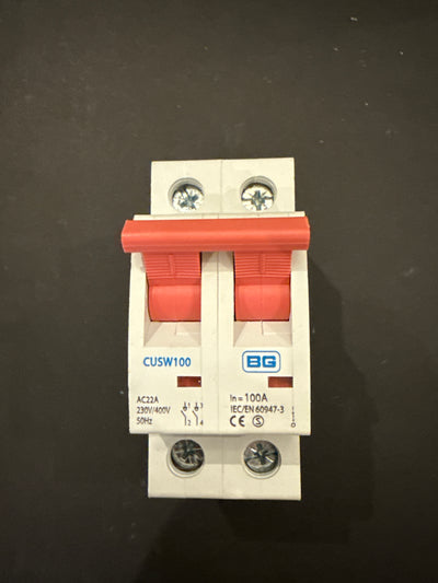 BG Electrical 100A DP Main Switch CUSW100 (2 Pole)
