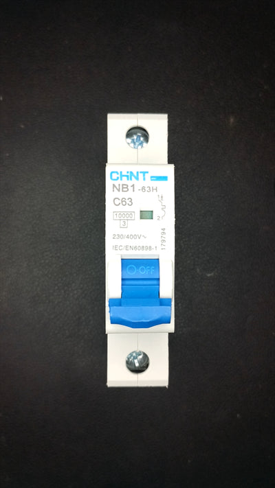 C63 Chint NB1-63H MCB (63A, 1 Pole, 10kA)