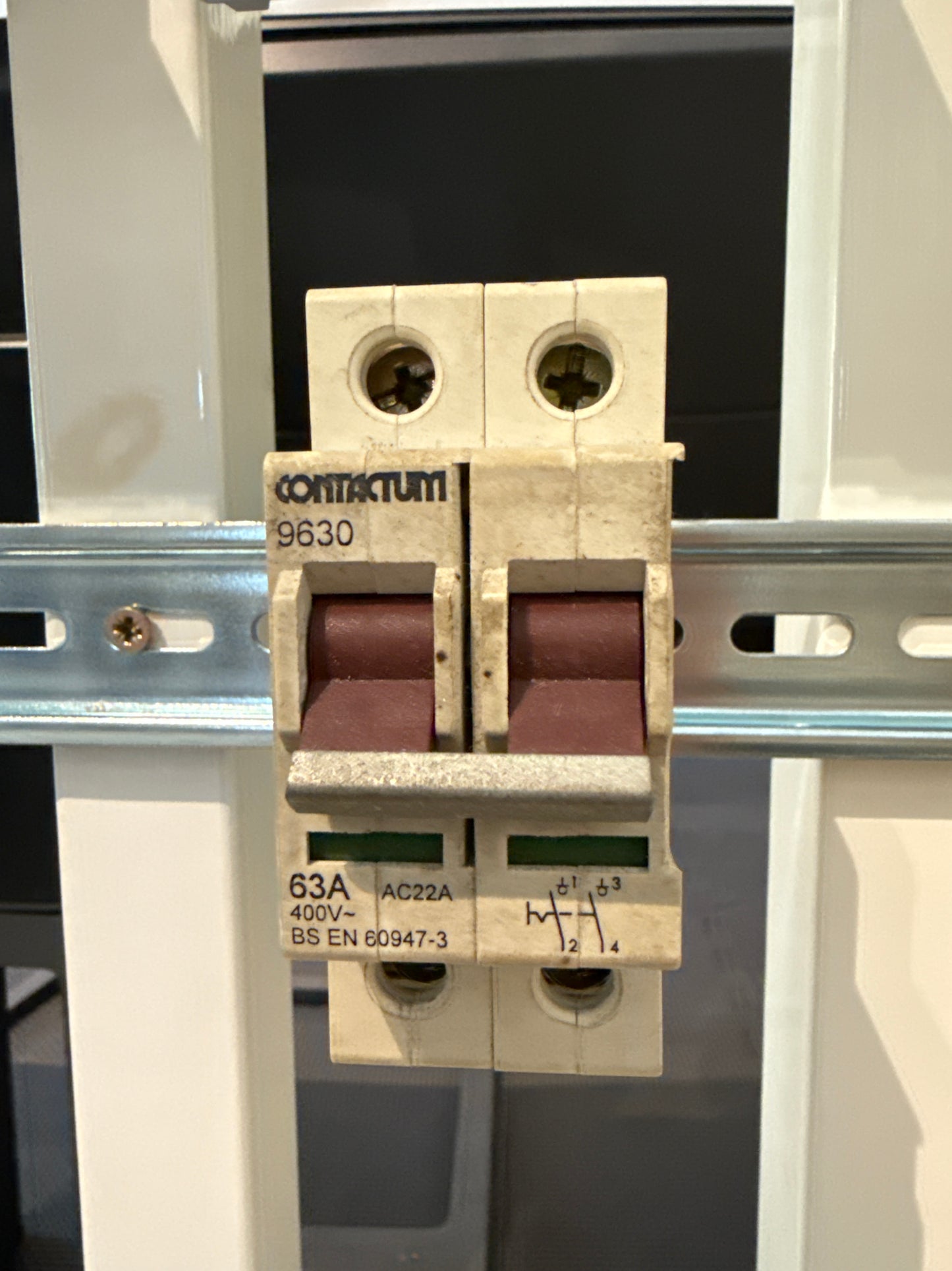 Contactum 63A Main Switch Disconnector Double Pole Isolator (Model 9630)