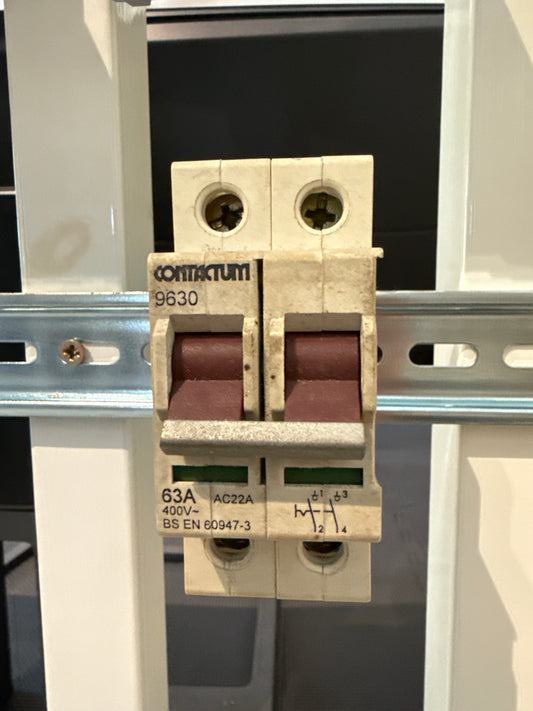 Contactum 63A Main Switch Disconnector Double Pole Isolator (Model 9630)