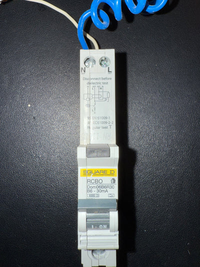 B6 Square D RCBO DOM06B6R30 B6 30ma 6000 6AMP (Used)
