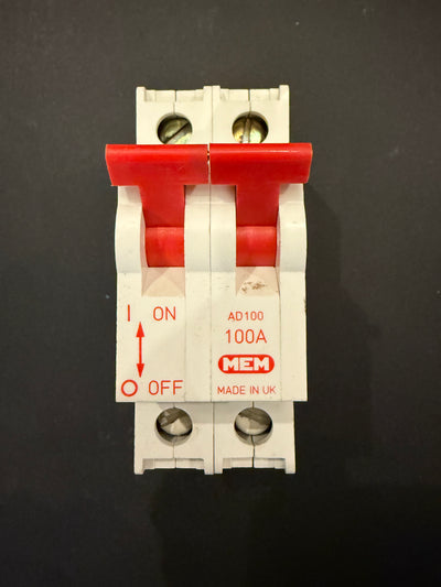 MEM 100A Main Switch Disconnector 100A Double Pole Isolator AD100