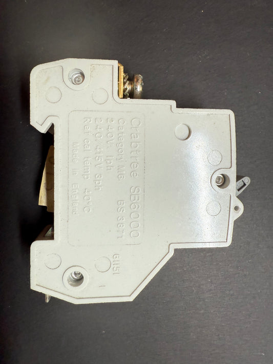 B16 Crabtree SB6000 MCB 10A (16A Current Rating, 1 Pole)