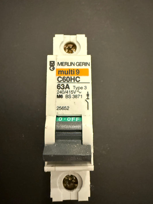 C63 Merlin Green 63A C60HC 25652 MULTI9 (1-Pole)