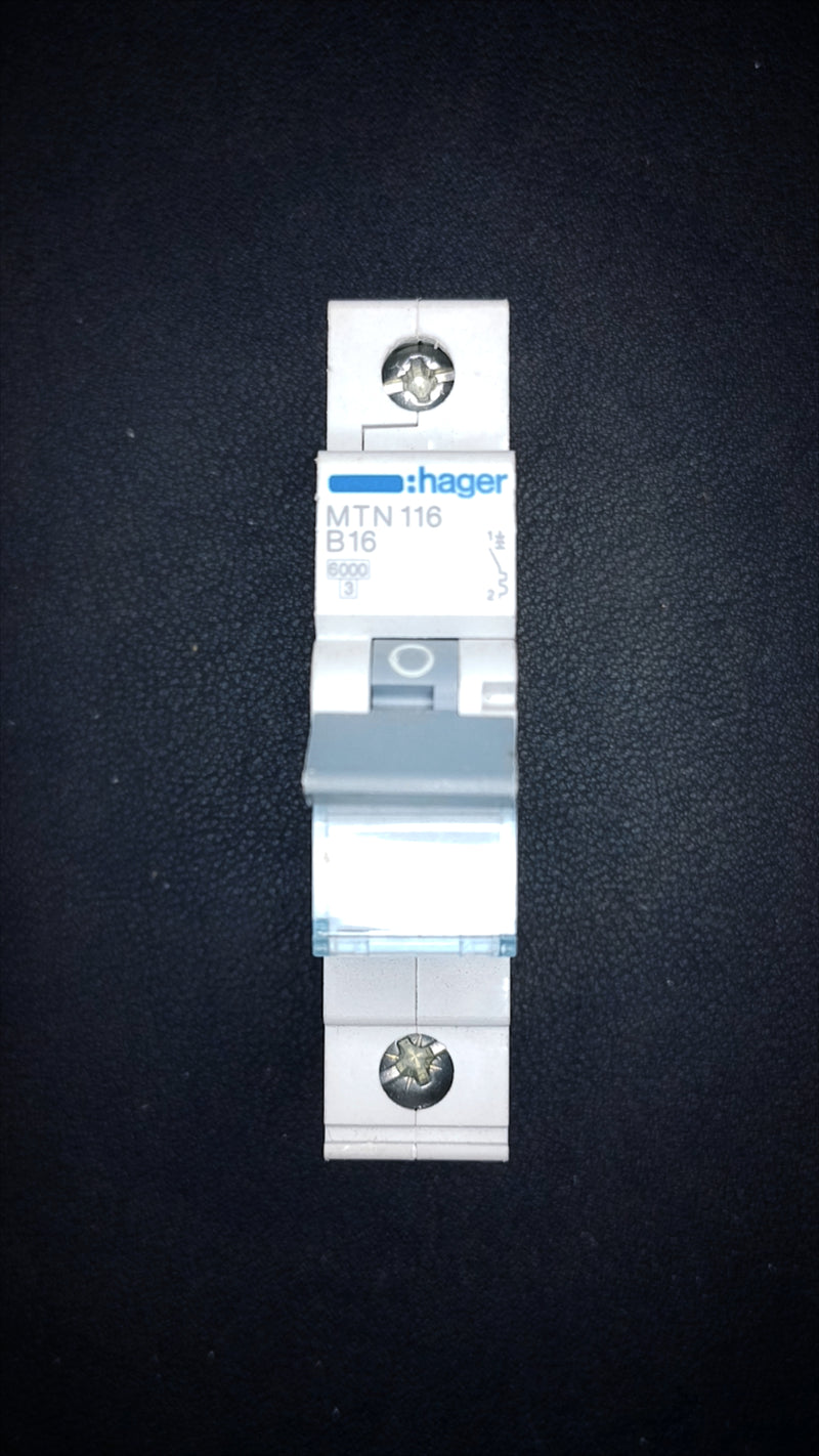 C16 Hager MTN116 16A Single Pole MCB