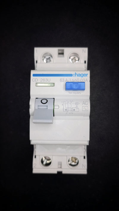 C63 Hager CD263U 63A 2-Pole Circuit Breaker