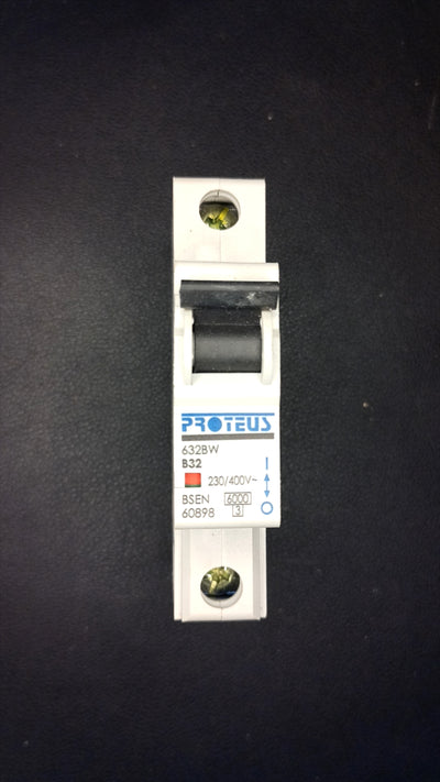 B32 Proteus 632BW 32A Single Pole MCB