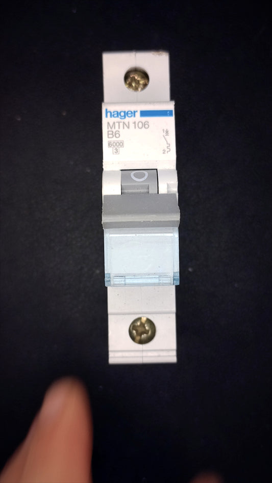 B6 Hager MTN106 6A Miniature Circuit Breaker (MCB)