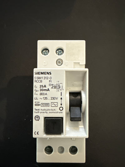 25A SIEMENS 25 AMP 30mA DOUBLE POLE RCCB RCD TYPE AC 5SM1312-0