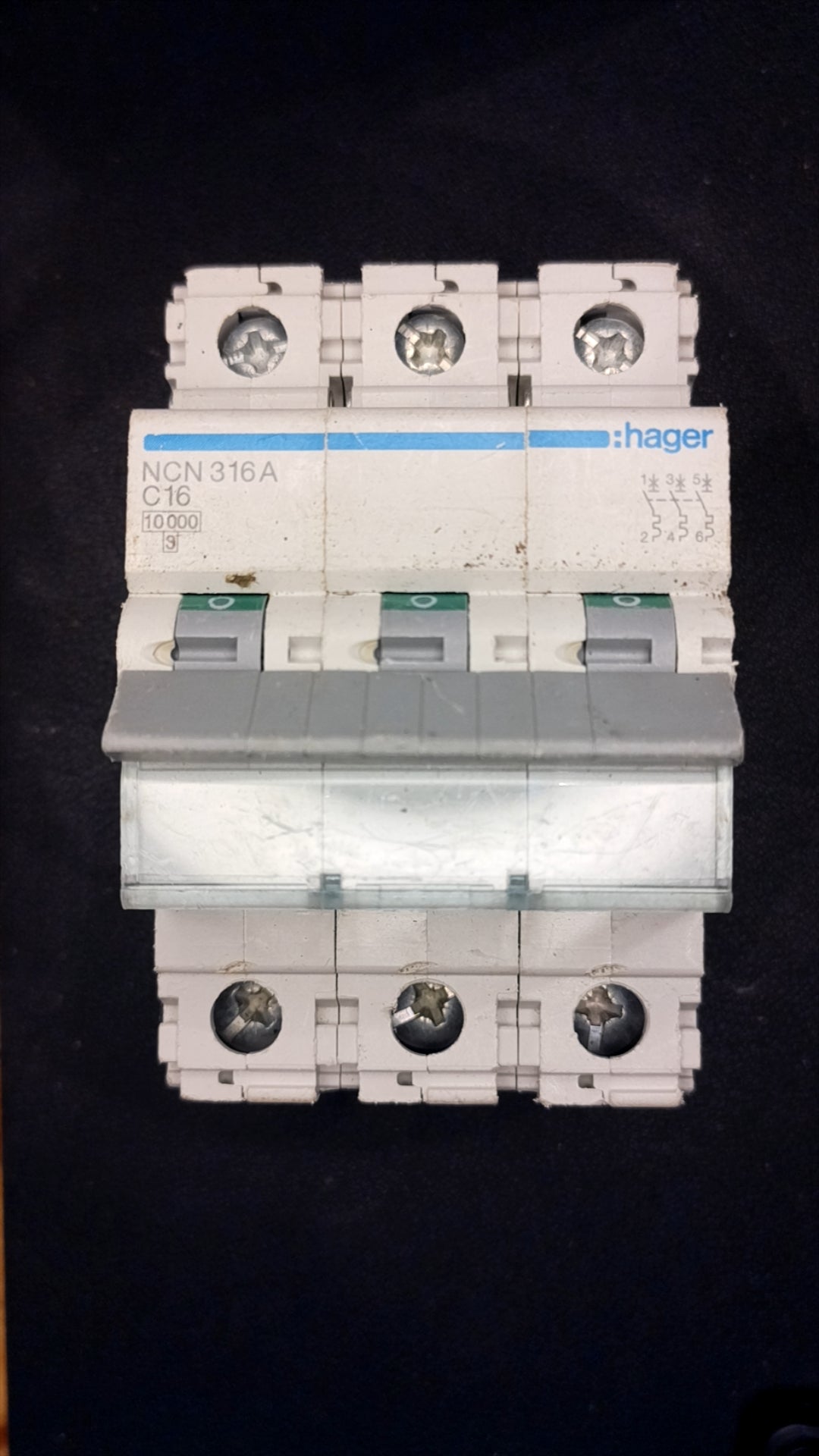 C16 Hager NCN316A 16A Circuit Breaker (3-Pole)