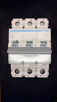 C16 Hager NCN316A 16A Circuit Breaker (3-Pole)