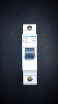 B20 Hager MT 120 20A (Single Pole, 6000A Breaking Capacity)