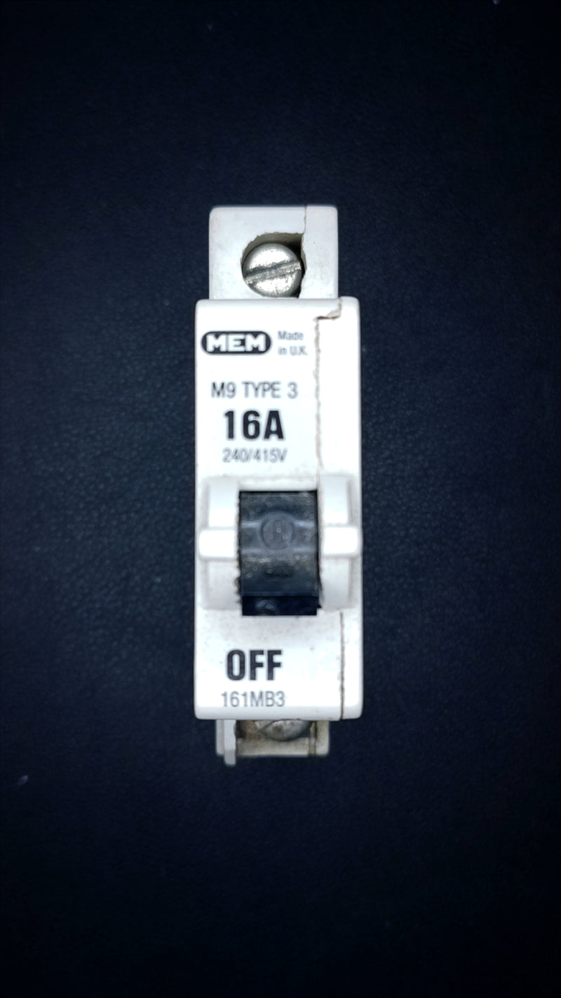 B16 MEM 161MB3 16A Single Pole MCB