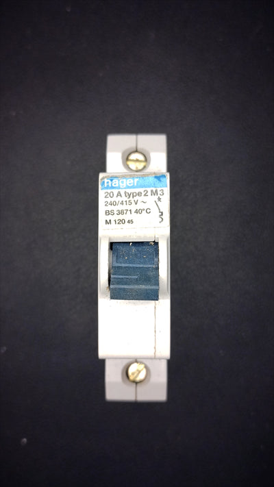 B20 Hager 20A Type 2 M3 MCB (M12045)