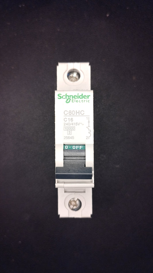 C16 Schneider C60HC 25645 16A MCB 2 Pole