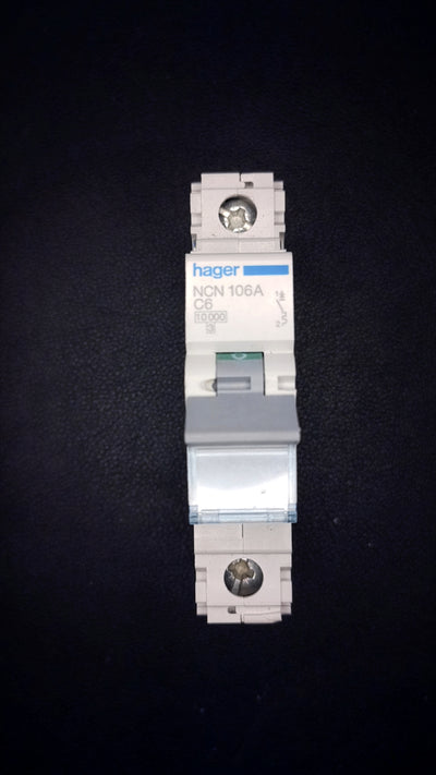 B6 Hager NCN 106A 6A Circuit Breaker (1 Pole, 10000A)