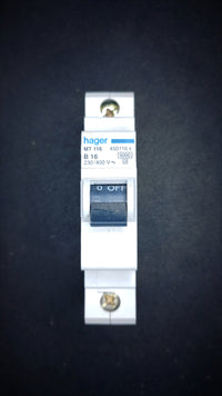 B16 Hager MT 116 B 16 (Single Pole, 16A, 6000A)