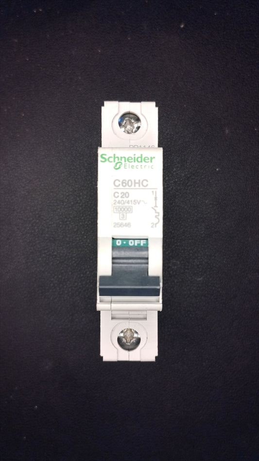 C20 Schneider C60HC 26846 20A MCB 1 Pole