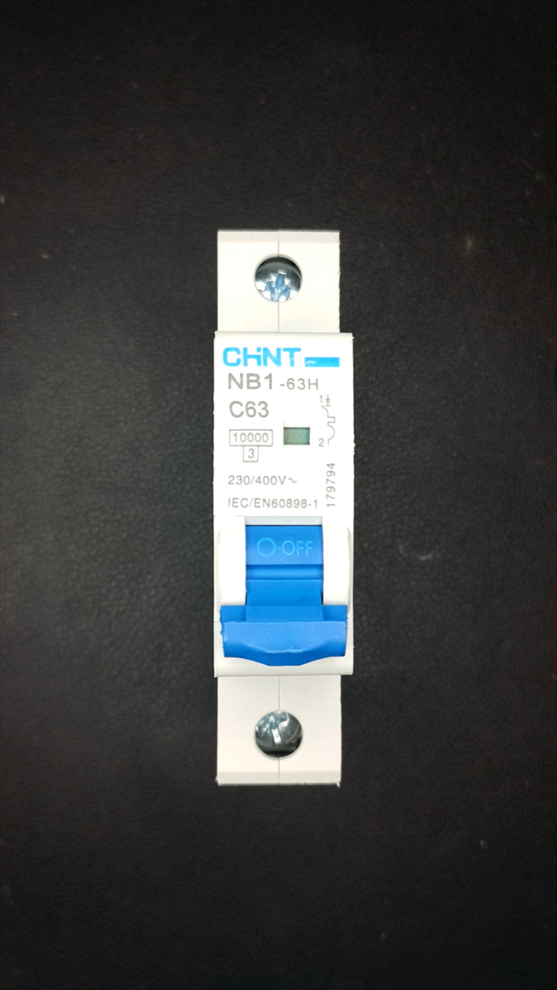 C63 Chint NB1-63H MCB (63A, 1 Pole, 10kA)