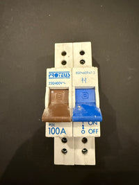Proteus 100A Main Switch Disconnect Double Pole Isolator AC22B