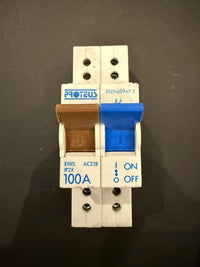 Proteus 100A Main Switch Disconnect Double Pole Isolator AC22B