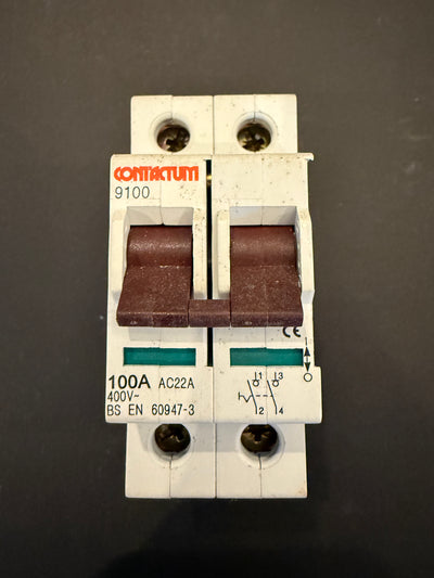 Contactum 100A Main Switch Disconnector Double Pole Isolator 9100