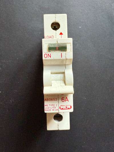 B6 MEM 2000 MCB 6 Amp Type 2 6A Single Pole Breaker AB06S2