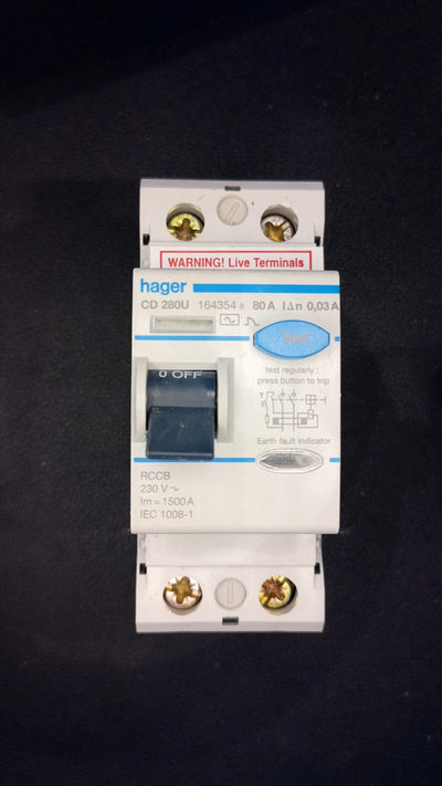 C80 Hager CD 280U 80A Double Pole Circuit Breaker