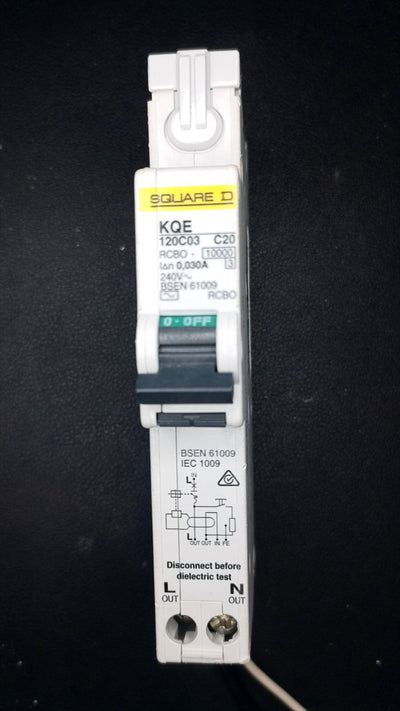 C20 Square D KQE 120C03 RCBO (20A, 1 Pole, 10kA)