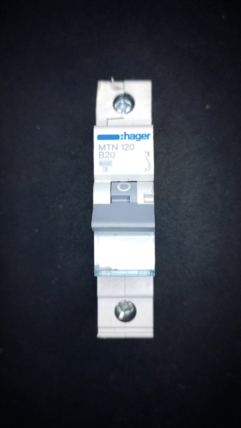 B20 Hager MTN120 20A Circuit Breaker (1 Pole, 6000A)