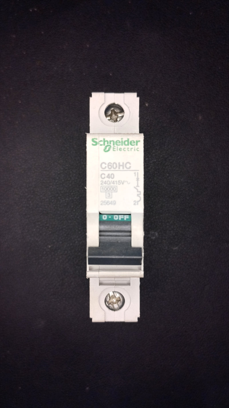 C40 Schneider C60HC 25649 40A MCB 1 Pole